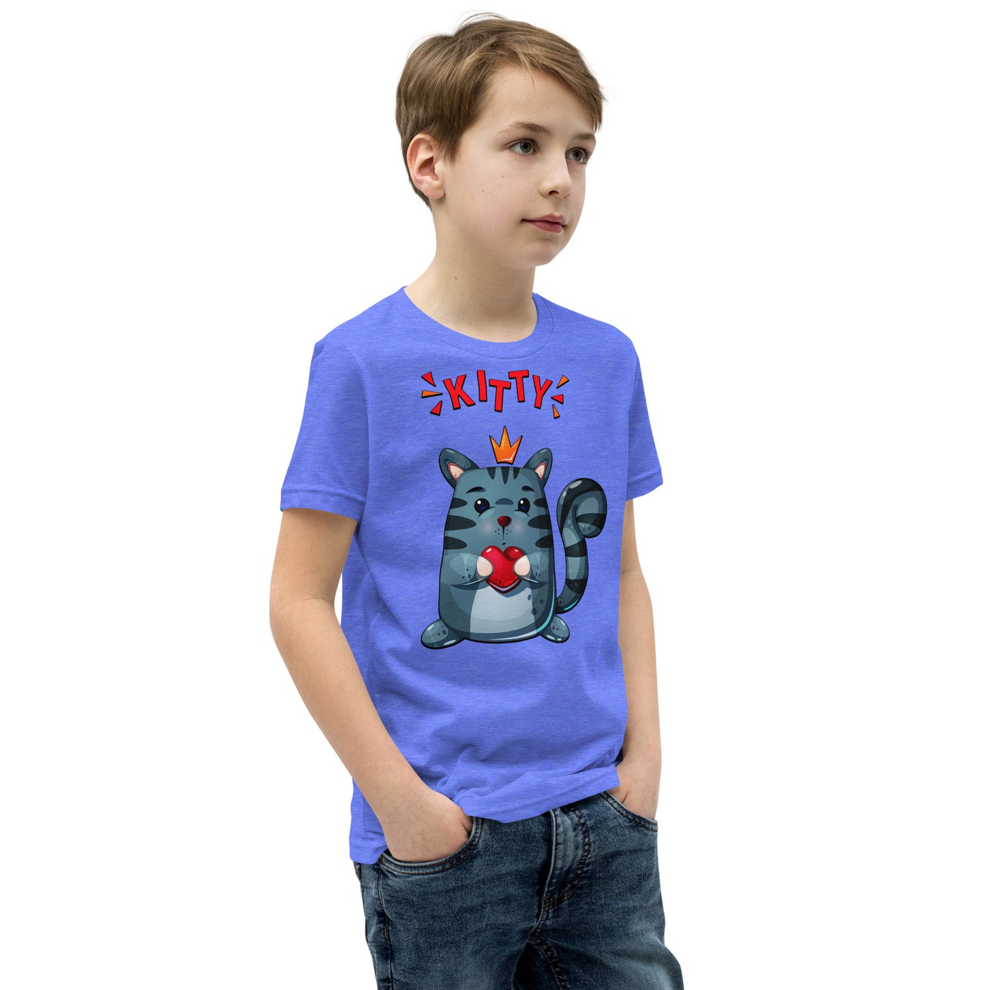 Cute Kitty Cat with Red Heart T-shirt, No. 0332