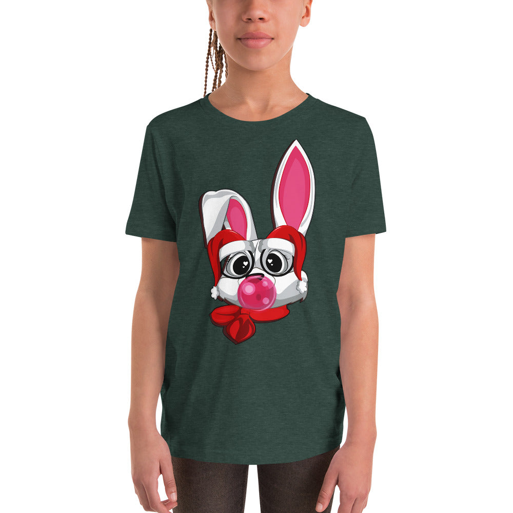Cool Rabbit Wearing Santa Claus Hat T-shirt, No. 0055