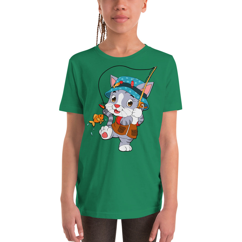 Cute Cat Fishing T-shirt, No. 0156