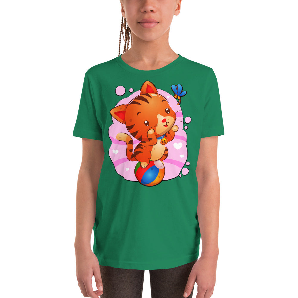 Cute Cat Sitting on Ball T-shirt, No. 0283