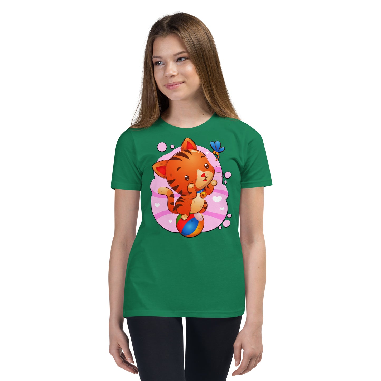 Cute Cat Sitting on Ball T-shirt, No. 0283