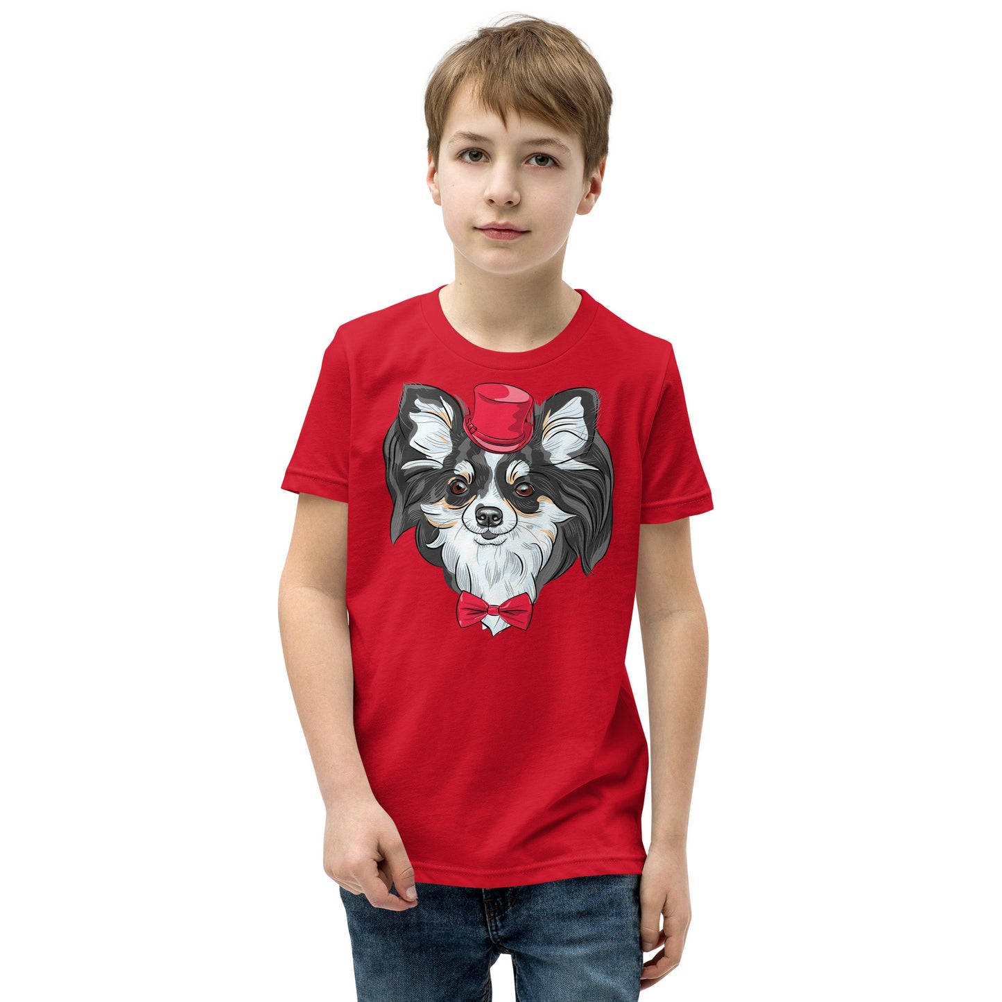 Chihuahua dog wears a red tie T-shirt, No. 0112