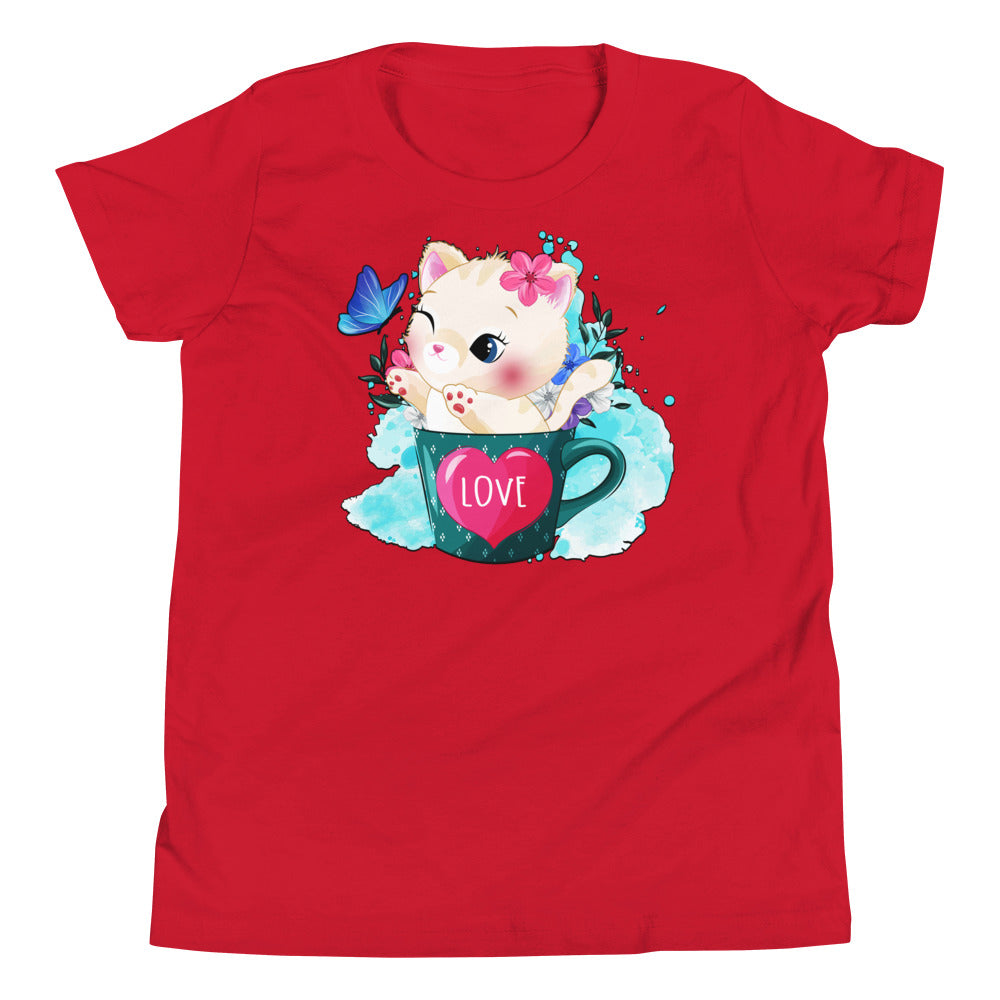 Cute Kitty Cat Inside Cup T-shirt, No. 0317