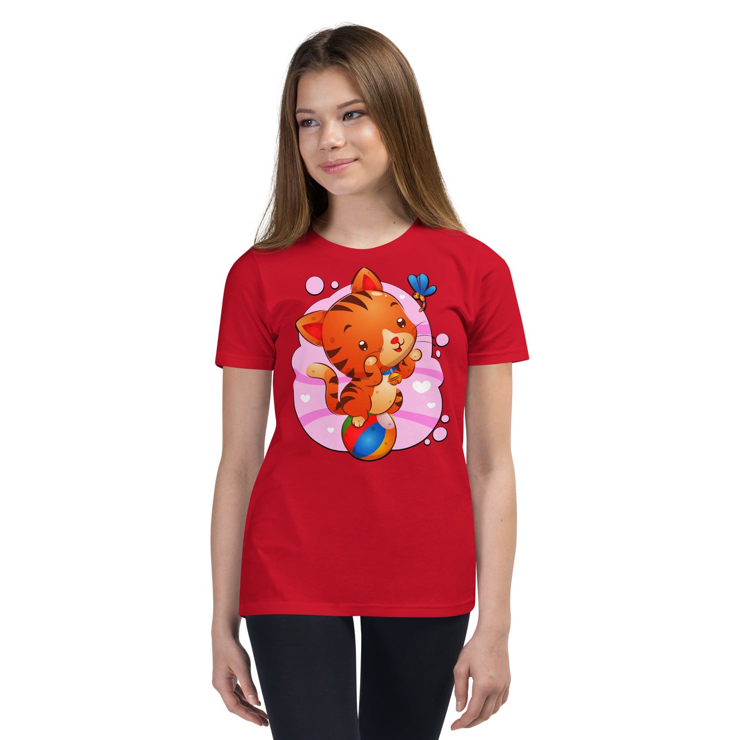 Cute Cat Sitting on Ball T-shirt, No. 0283