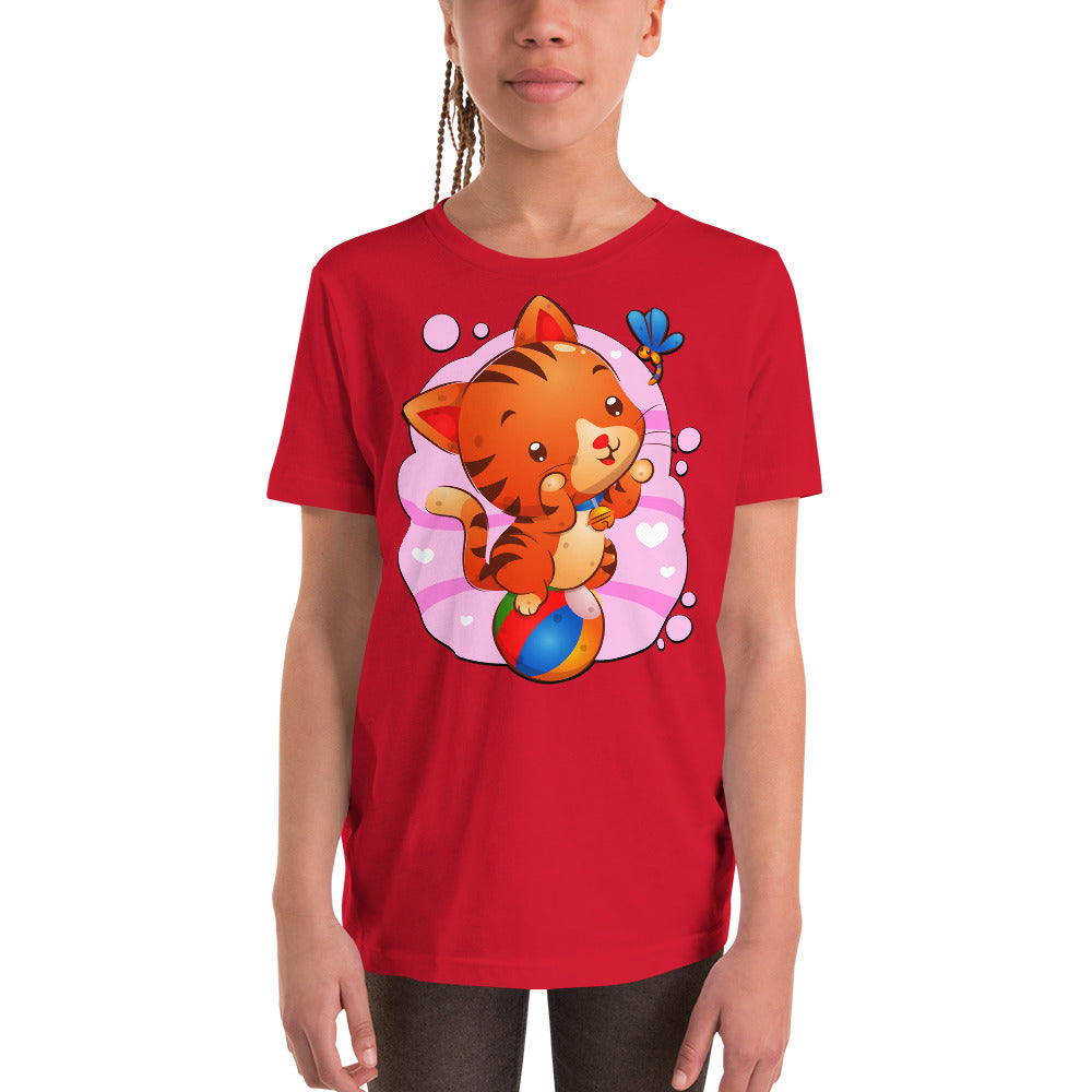 Cute Cat Sitting on Ball T-shirt, No. 0283