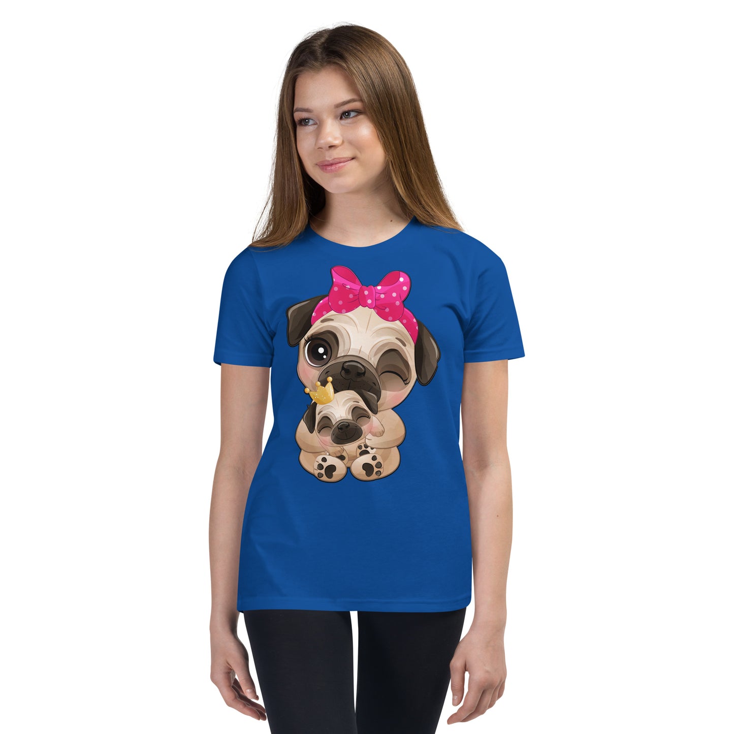 Cute Little Pug Dog Mother and Baby T-shirt, No. 0363