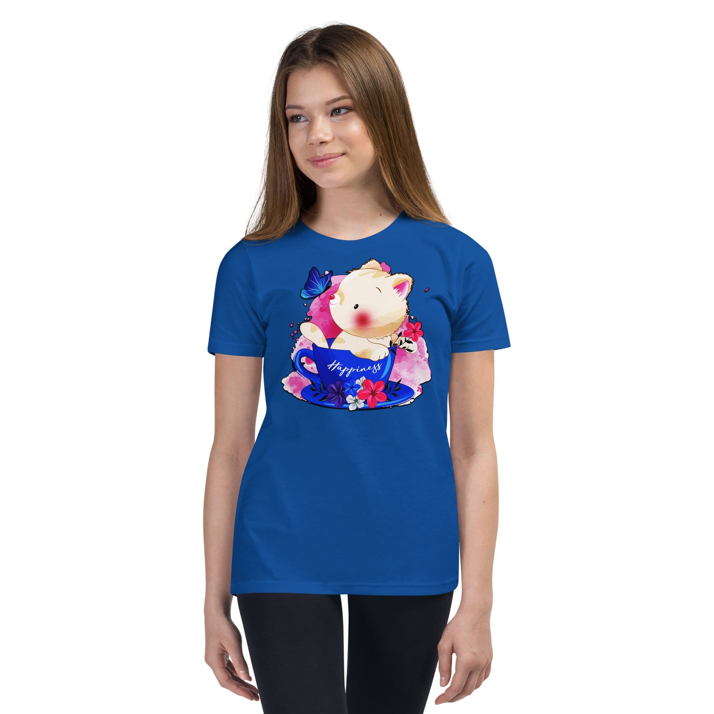 Cute Kitty Cat Playing with Butterfly T-shirt, No. 0321