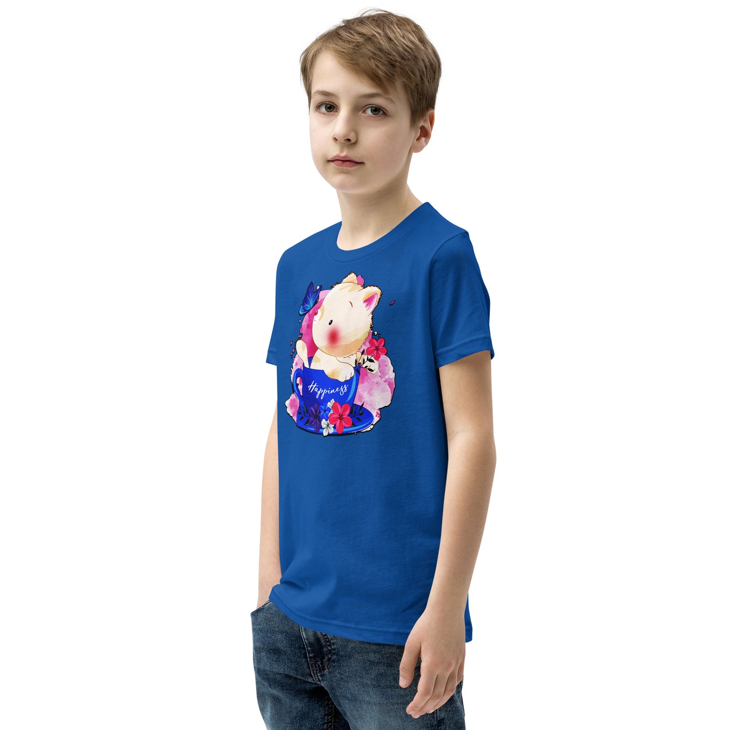 Cute Kitty Cat Playing with Butterfly T-shirt, No. 0321