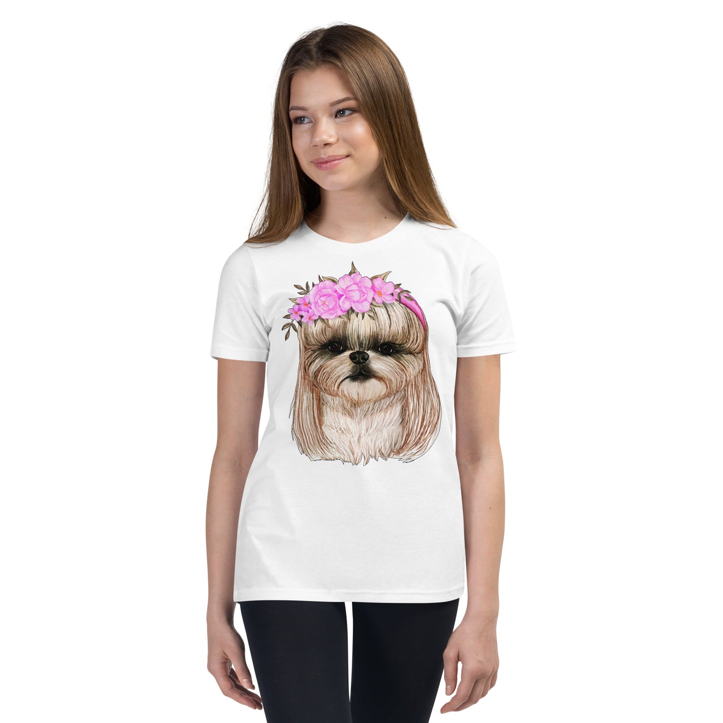 Adorable Dog with Flower Hair Crowns T-shirt, No. 0562