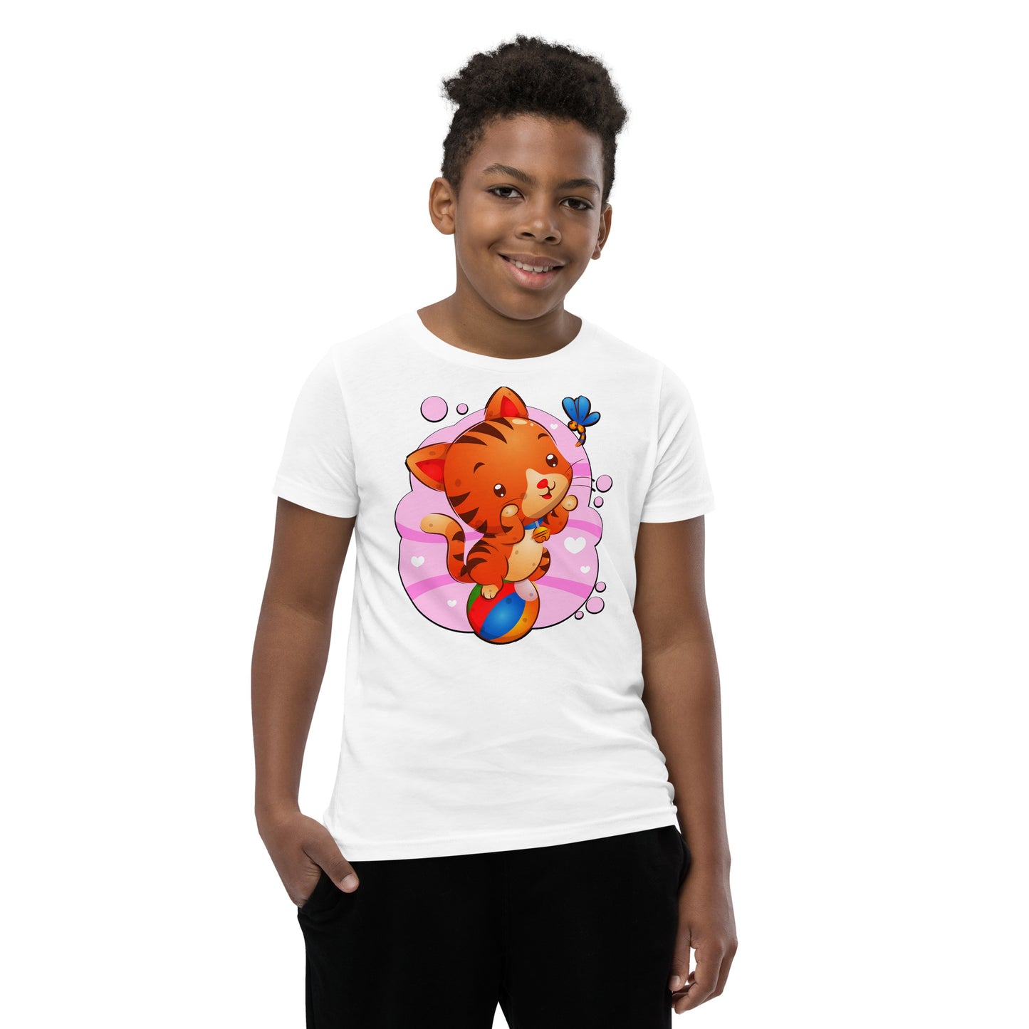 Cute Cat Sitting on Ball T-shirt, No. 0283