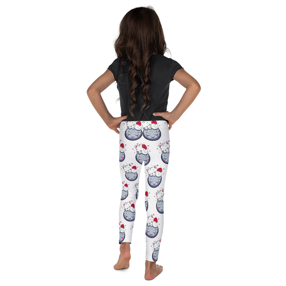 Cute Kitty Cat Sleeping on Moon Leggings, No. 0324