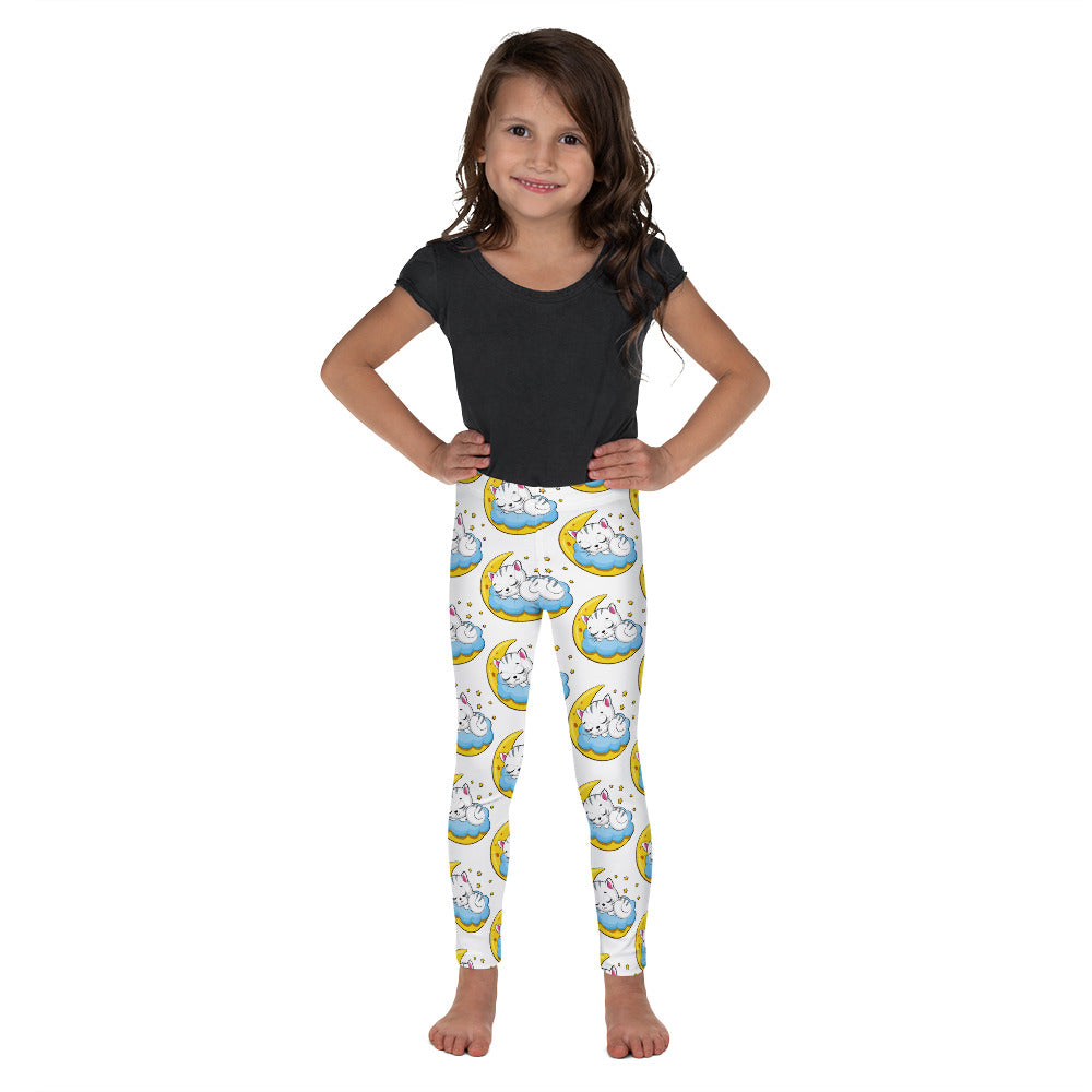 Cute Baby Cat Sleeping on the Clouds Leggings, No. 0271