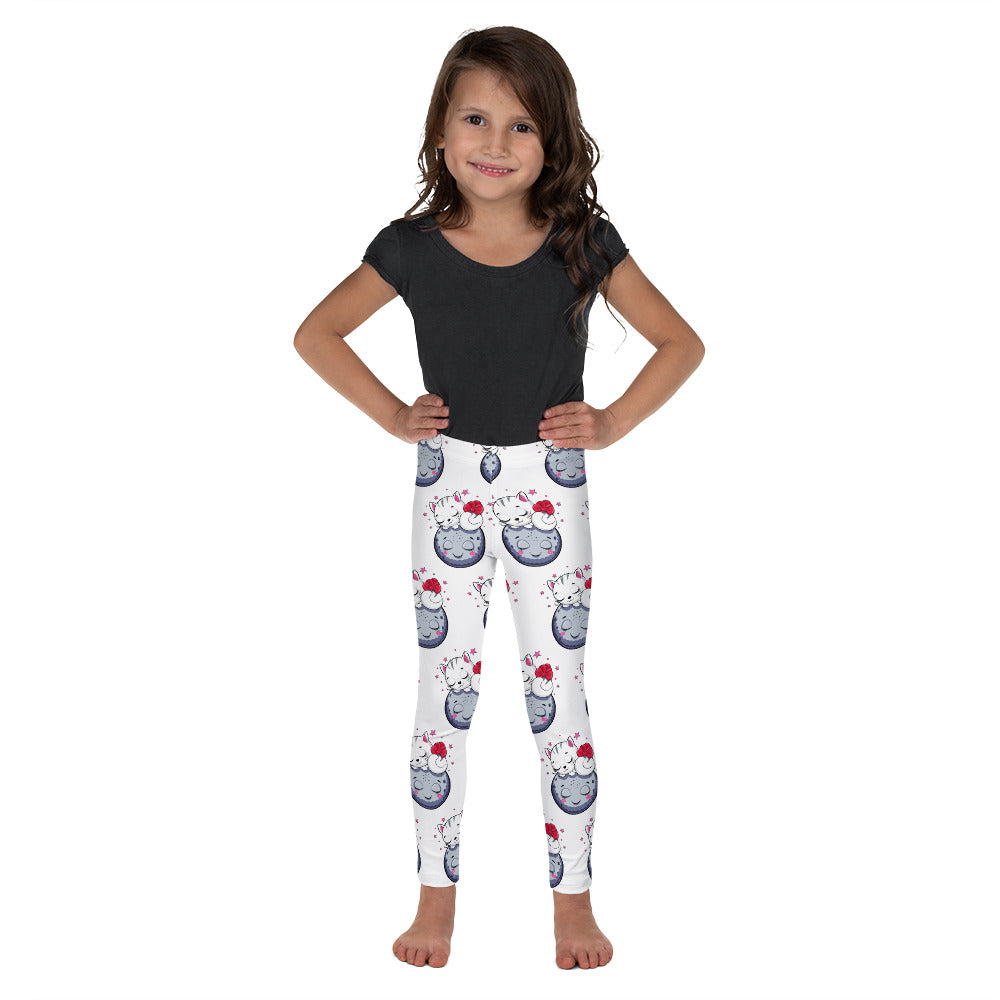 Cute Kitty Cat Sleeping on Moon Leggings, No. 0324