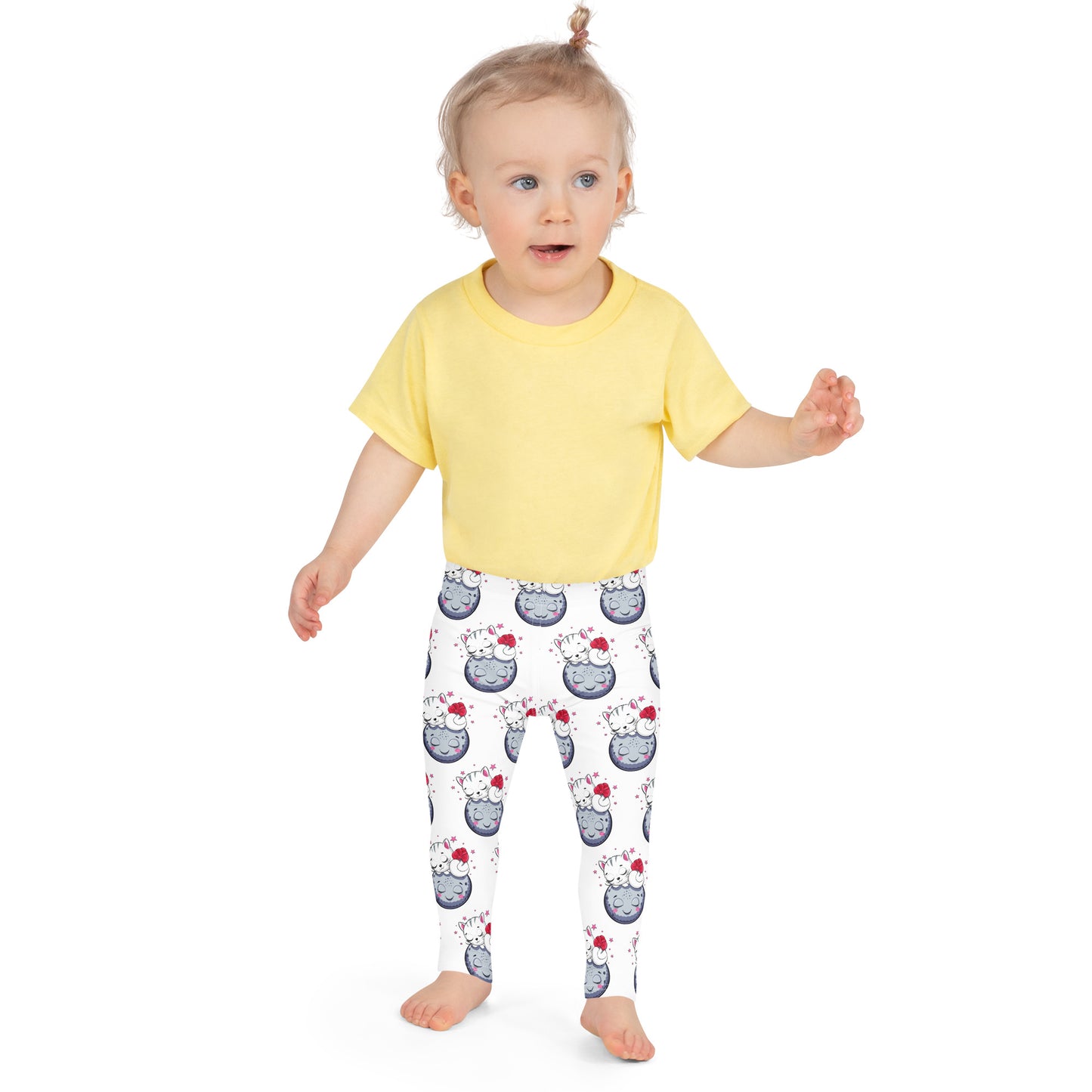 Cute Kitty Cat Sleeping on Moon Leggings, No. 0324