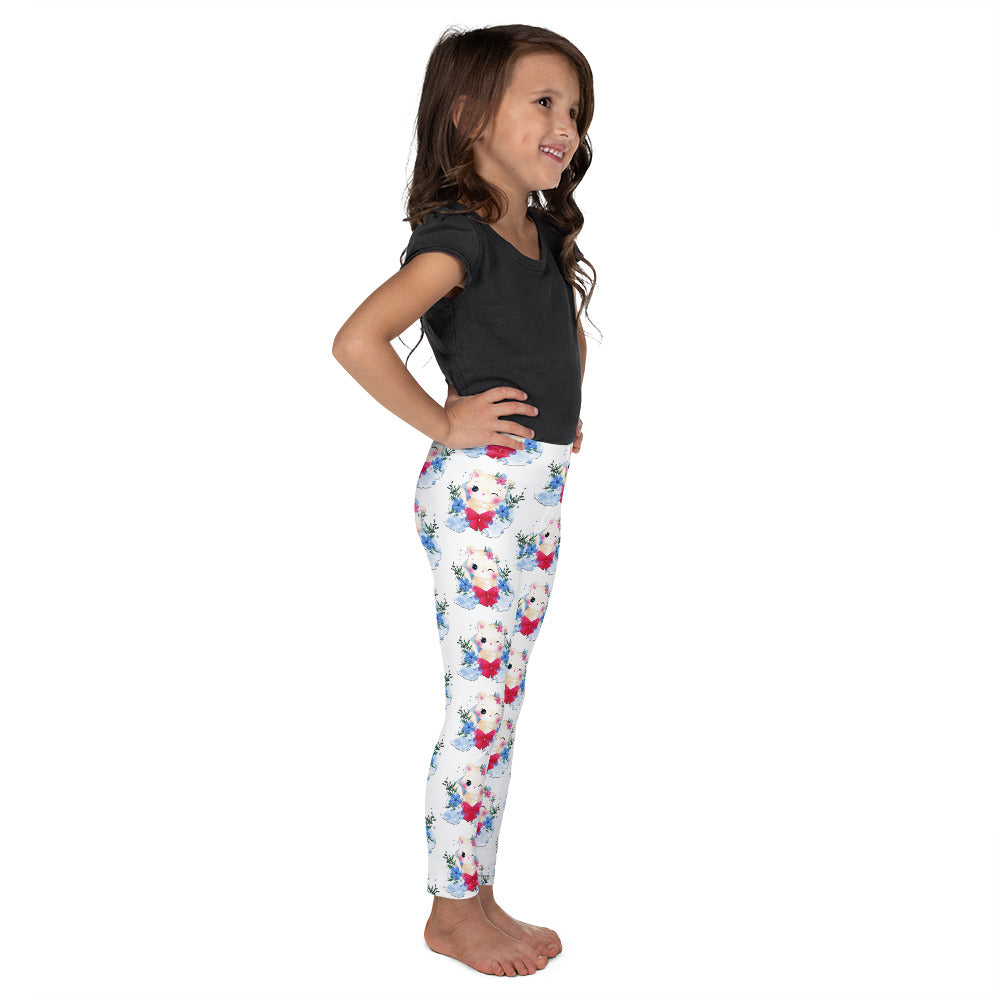 Cute Kitty Cat with Flowers, Leggings, No. 0329