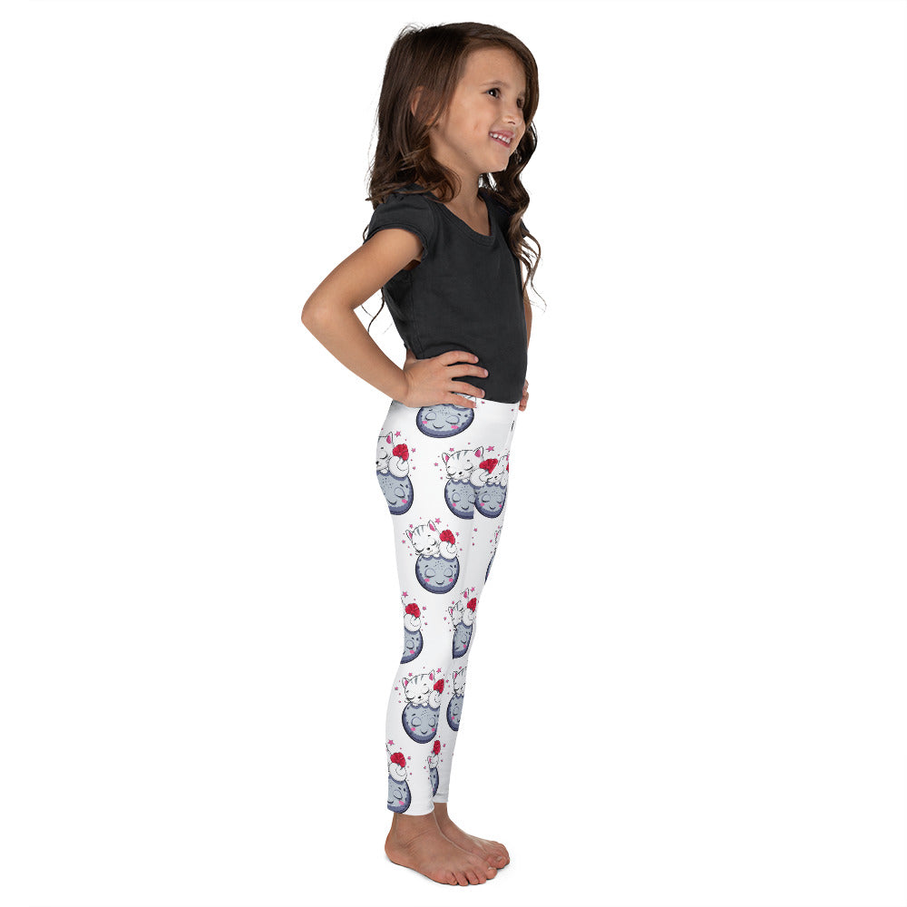 Cute Kitty Cat Sleeping on Moon Leggings, No. 0324