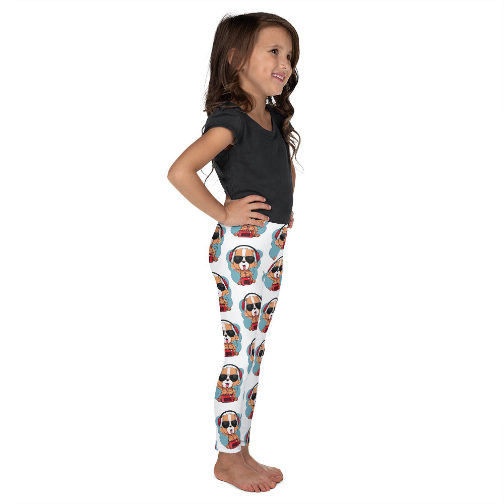 Cute Dog Puppy Listening to Music Leggings, No. 0295