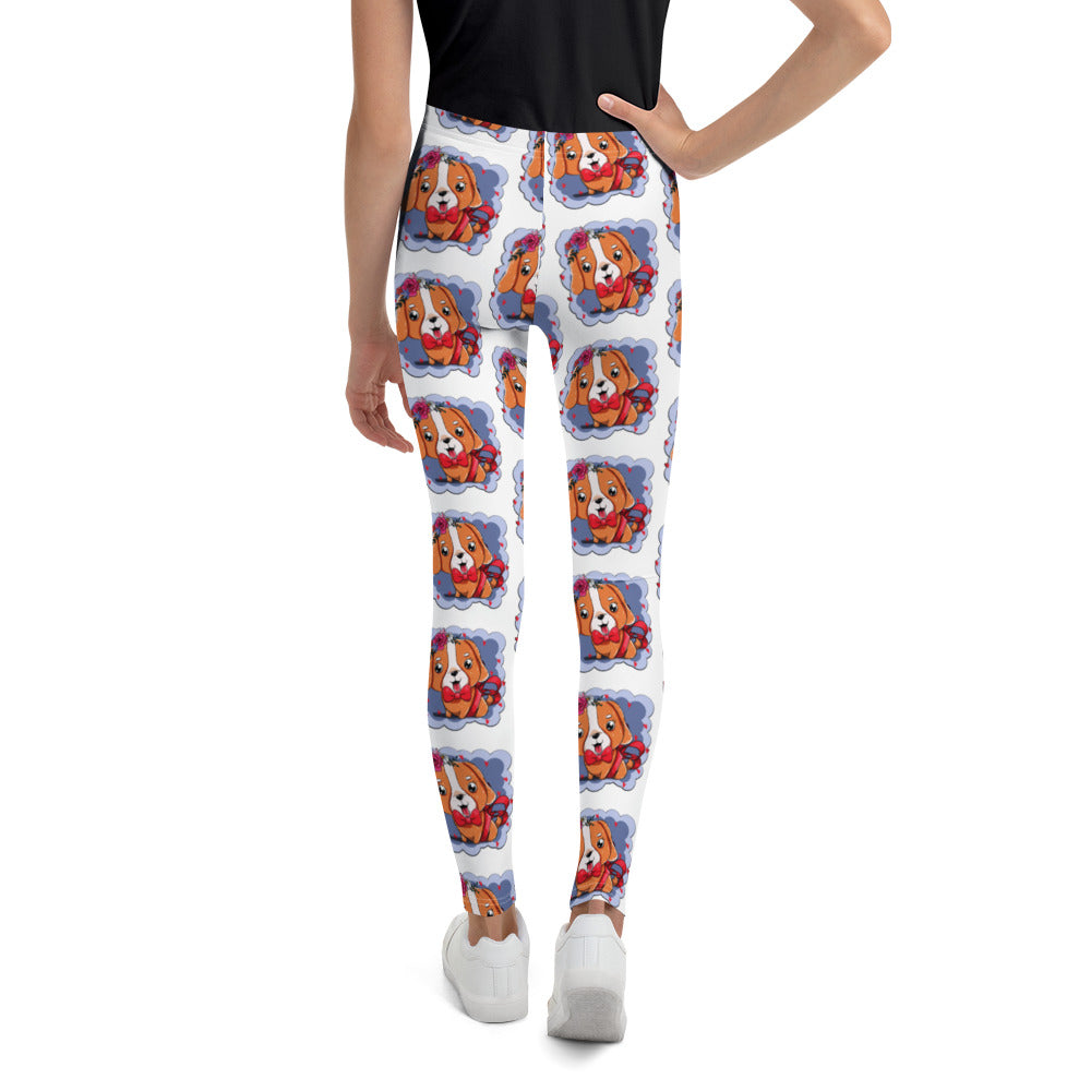 Cute Dog Puppy with Red Tie, Leggings, No. 0300