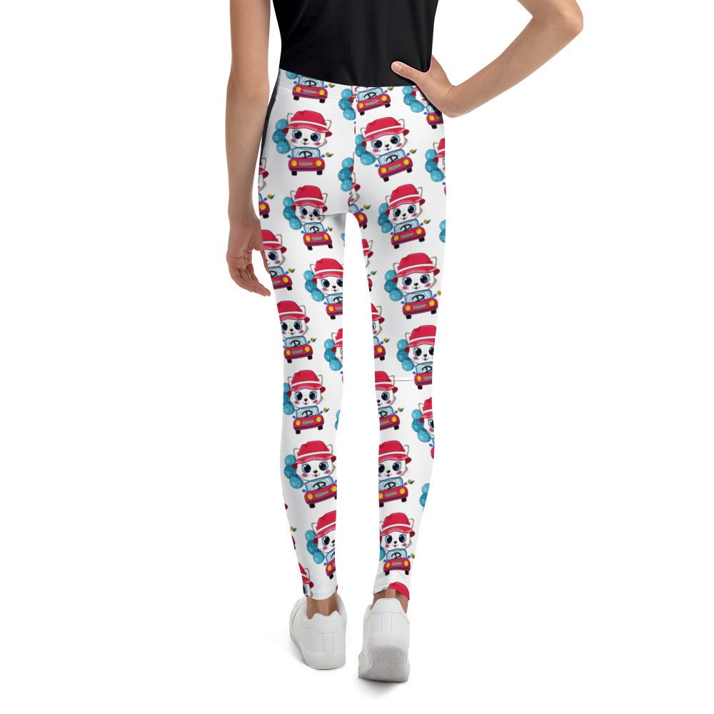 Cute Kitty Cat Driving Car Leggings, No. 0310