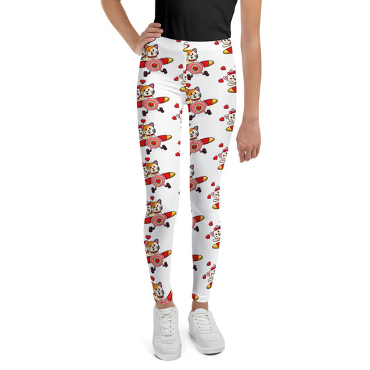 Cute Cats in Love Flying with Plane, Leggings, No. 0178