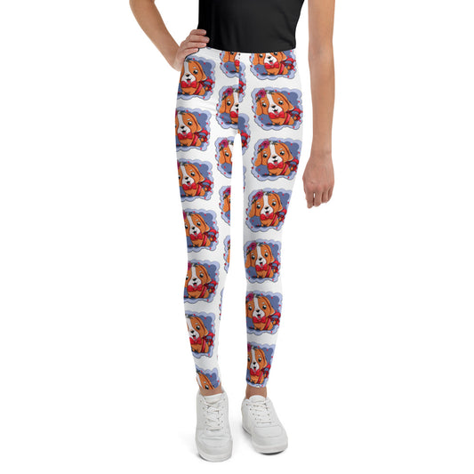 Cute Dog Puppy with Red Tie, Leggings, No. 0300