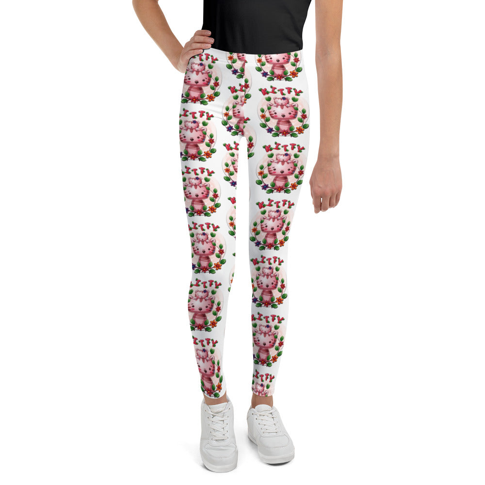 Cute Kitten Cats Between Flowers, Leggings, No. 0306