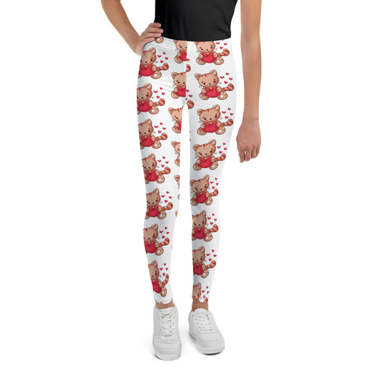 Cute Kitty Cat with Red Heart, Leggings, No. 0333