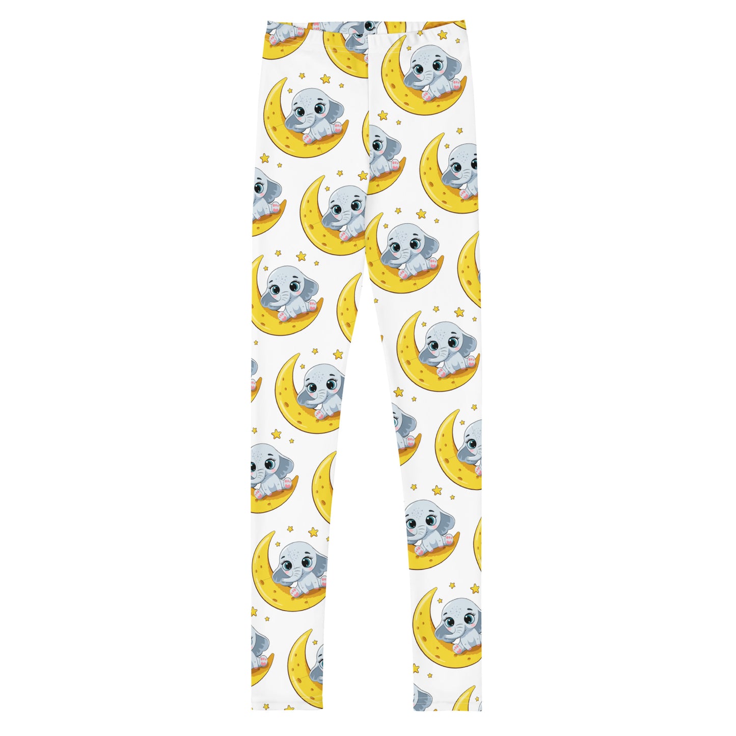 Cute Baby Elephant Sitting on the Moon Leggings, No. 0085