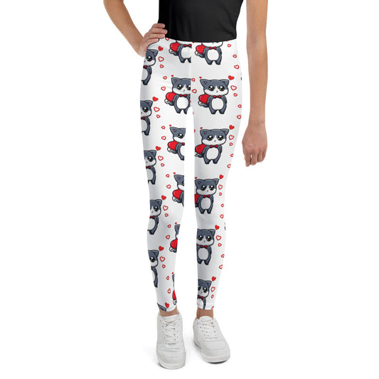 Cute Little Cat with Red Hearts Leggings, No. 0215