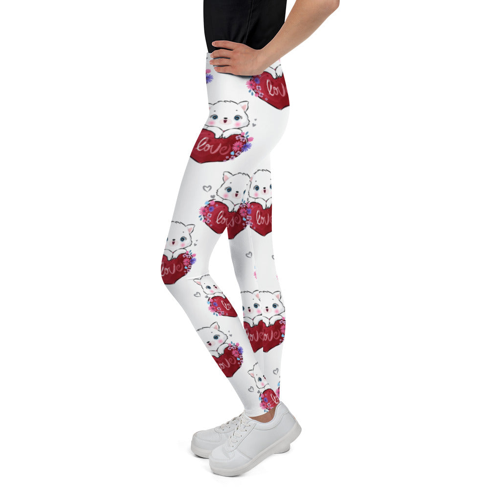 Cute Kitty Cat in Love Leggings, No. 0316