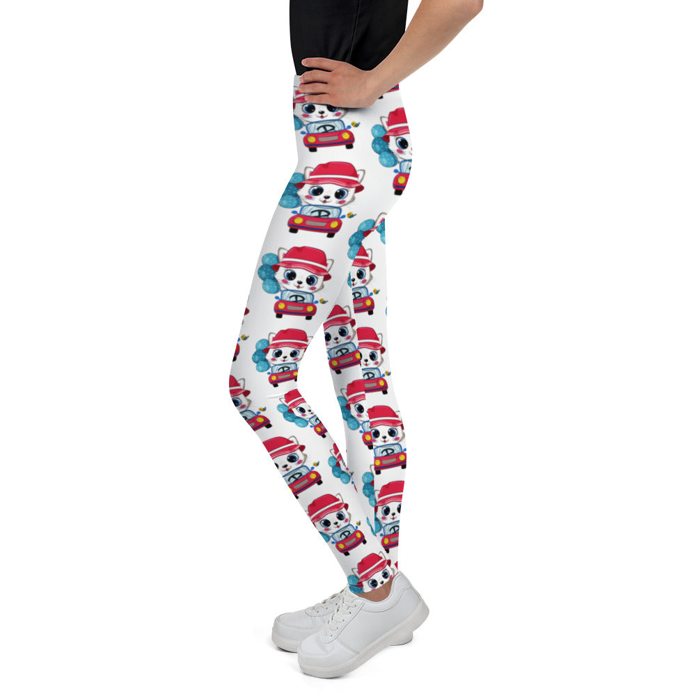 Cute Kitty Cat Driving Car Leggings, No. 0310