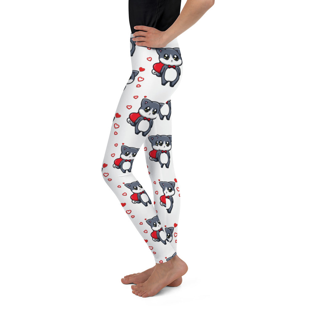 Cute Little Cat with Red Hearts Leggings, No. 0215