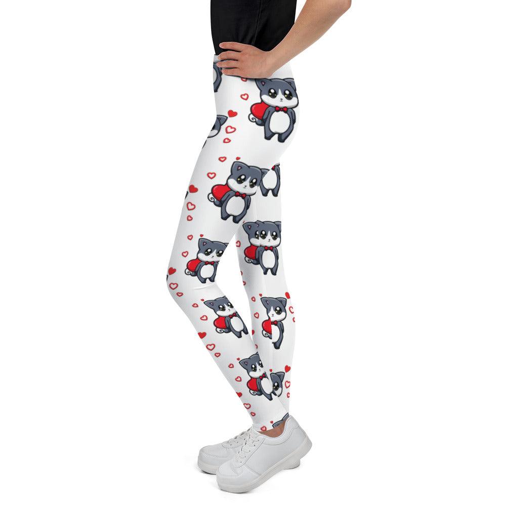 Cute Little Cat with Red Hearts Leggings, No. 0215