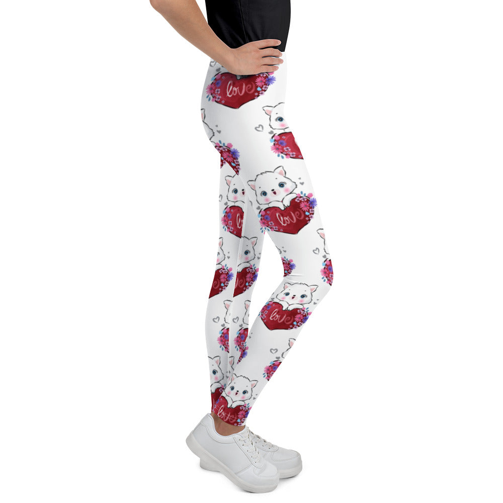 Cute Kitty Cat in Love Leggings, No. 0316