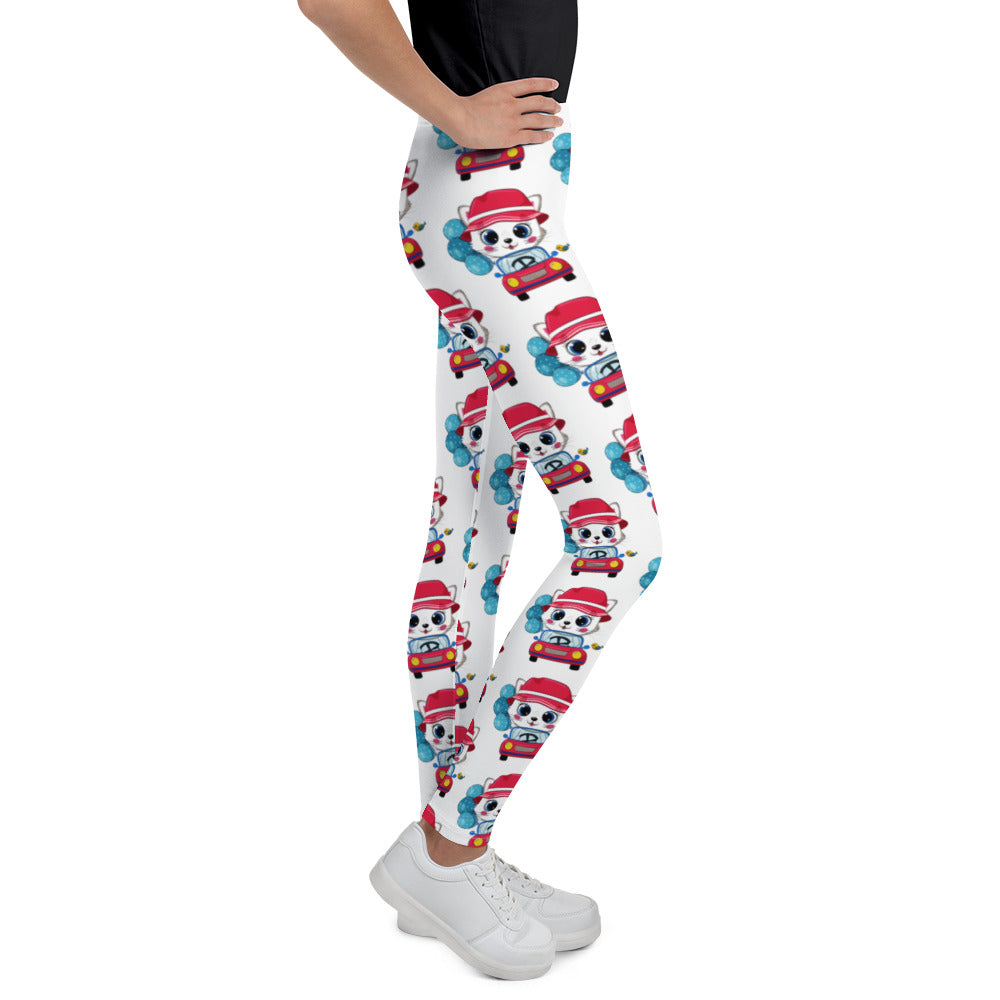 Cute Kitty Cat Driving Car Leggings, No. 0310