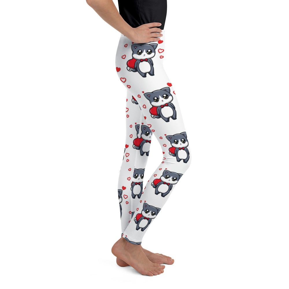 Cute Little Cat with Red Hearts Leggings, No. 0215