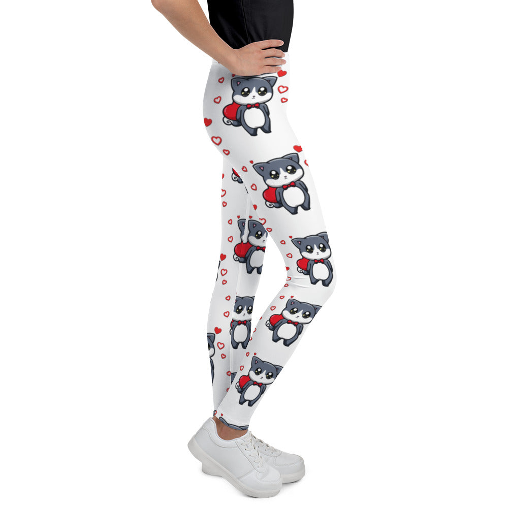 Cute Little Cat with Red Hearts Leggings, No. 0215