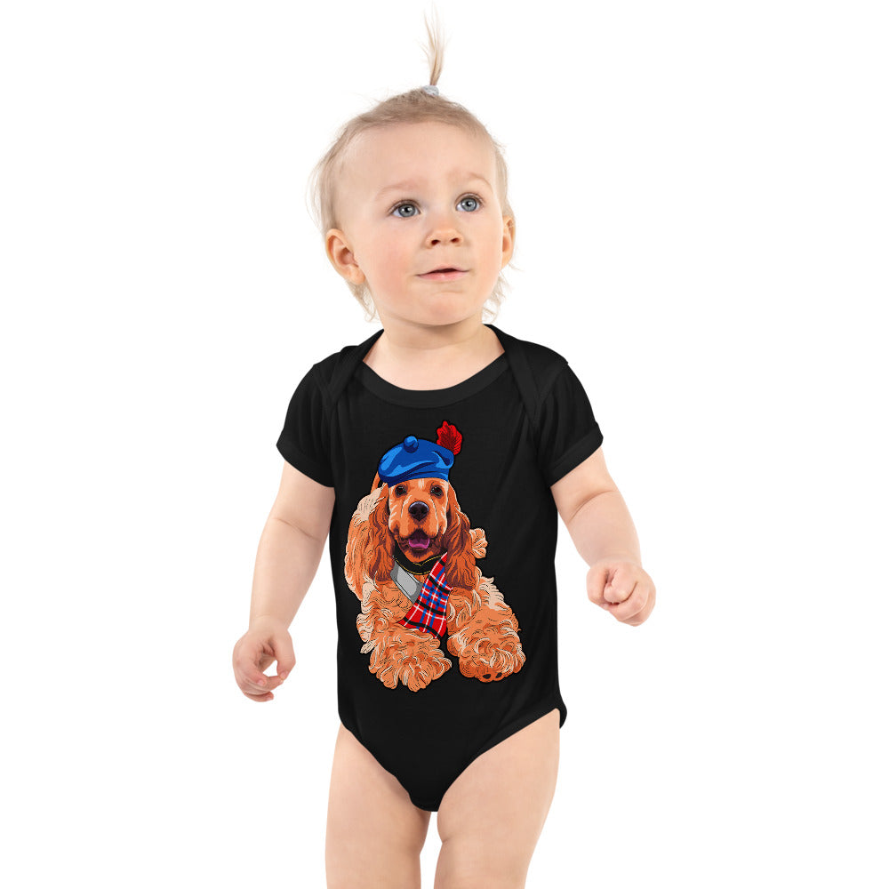 American Cocker Spaniel Dog Wears Blue Hat, Bodysuit, No. 0551