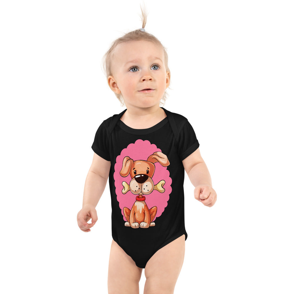 Cute Dog Puppy with Bone, Bodysuits, No. 0297