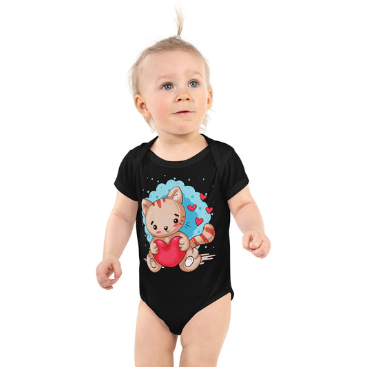 Cute Kitty Cat with Red Heart Bodysuit, No. 0333