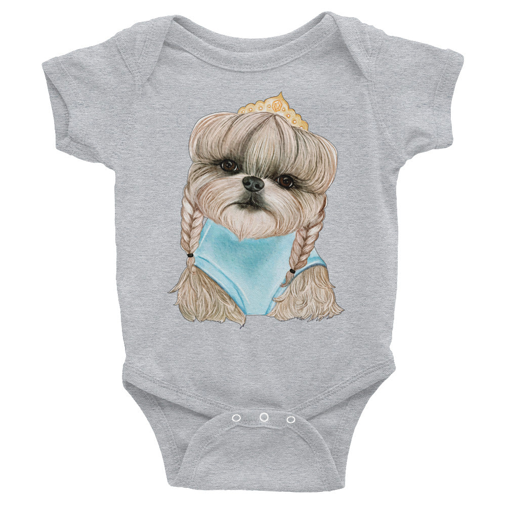 Adorable Dog with Hair Braids Crowns, Bodysuit, No. 0563