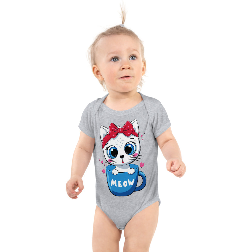 Cute Baby Cat Sitting in Cup, Bodysuits, No. 0269