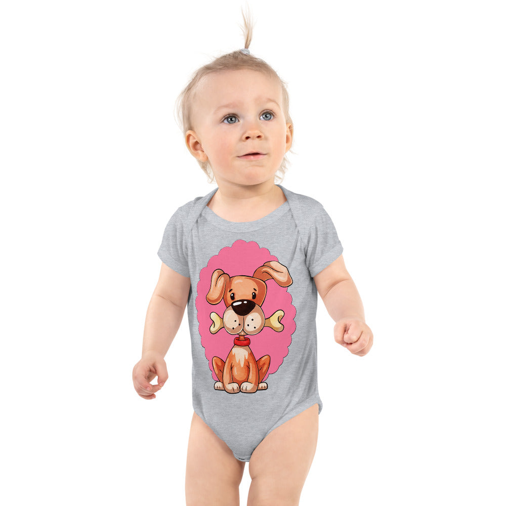 Cute Dog Puppy with Bone, Bodysuits, No. 0297