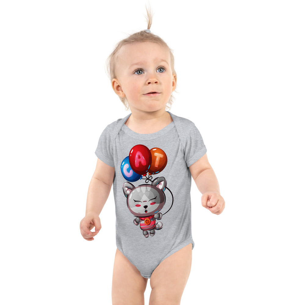 Cute Kitty Cat with Balloon, Bodysuits, No. 0327