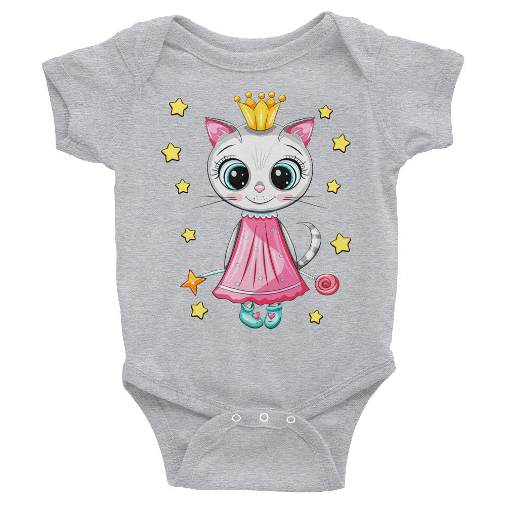 Cute Little Cat with Golden Crown Bodysuits, No. 0214