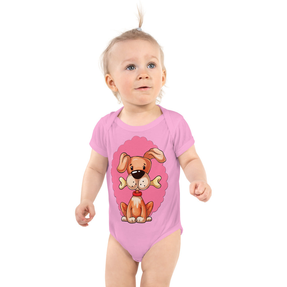 Cute Dog Puppy with Bone, Bodysuits, No. 0297