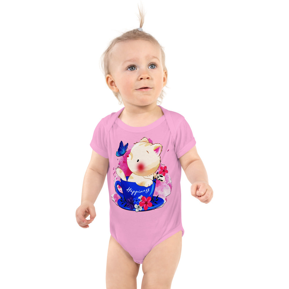 Cute Kitty Cat Playing with Butterfly, Bodysuits, No. 0321