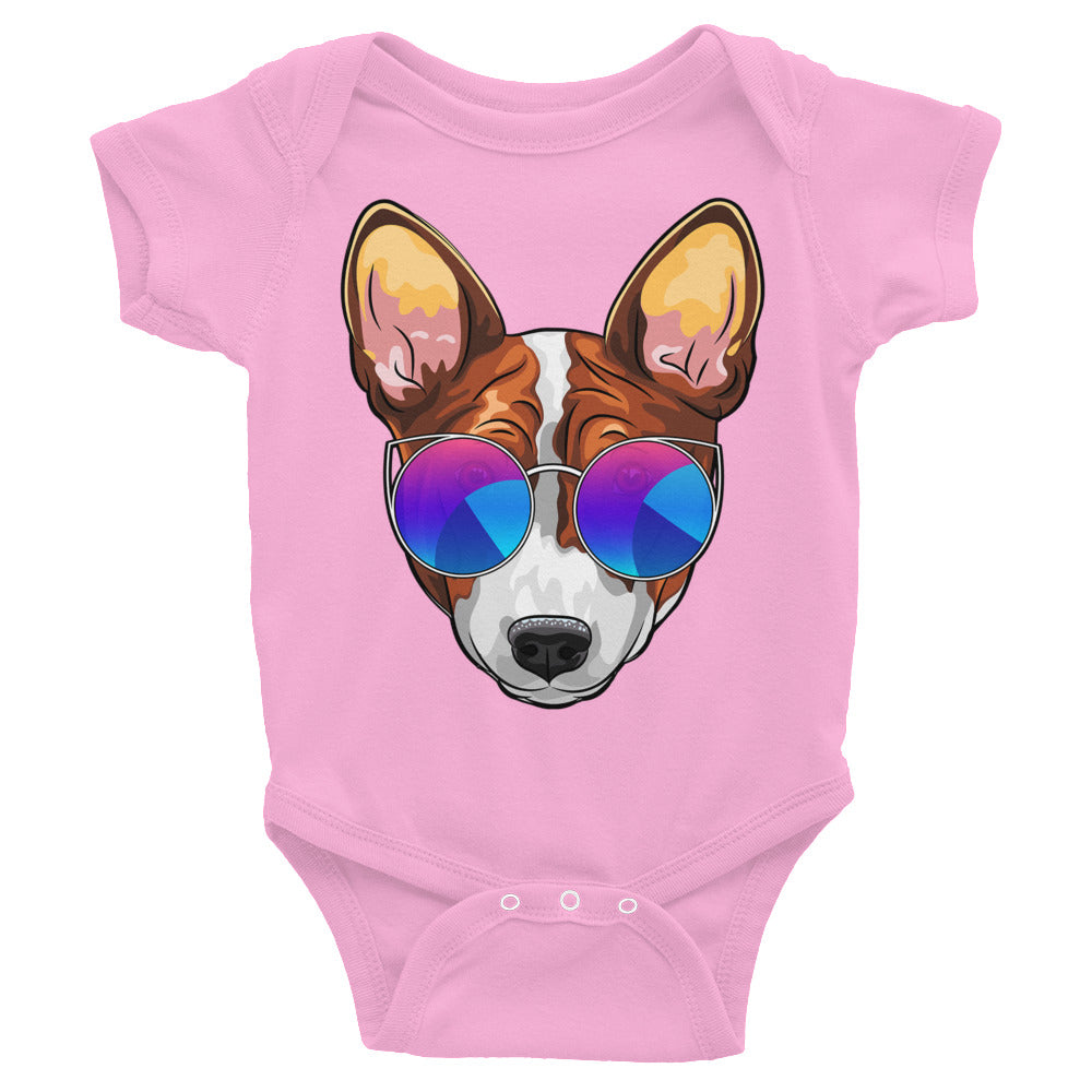 Basenji Dog Wears Glasses Bodysuit, No. 0104