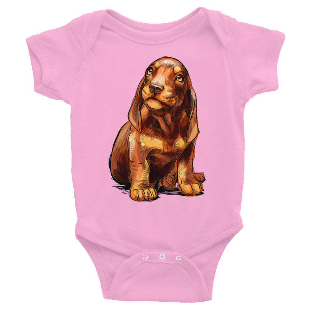 Cute Dachshund Puppy Dog Bodysuit, No. 0591