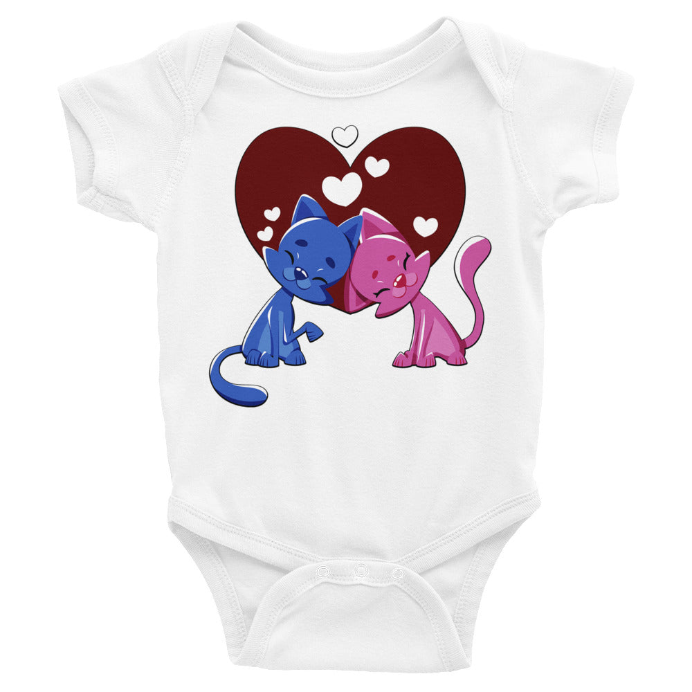 Cute Couple Cats in Love, Bodysuits, No. 0186